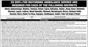 PTS Rescue 1122 EMT Jobs October 2021 Motorbike Ambulance pts.org.pk