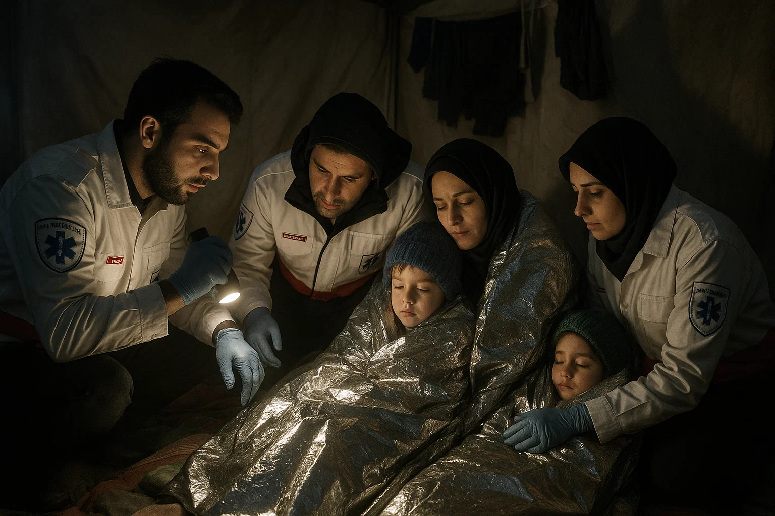 Paramedics managing hypothermia during storm-related power outage in Iran