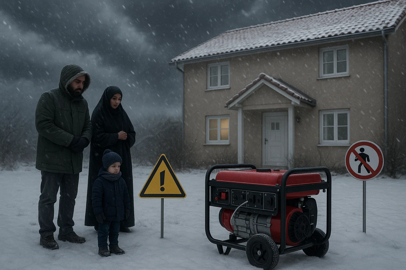 Safe generator setup during Kuwait winter storm
